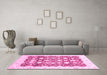 Machine Washable Oriental Pink Traditional Rug in a Living Room, wshabs3349pnk