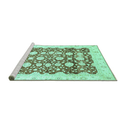 Sideview of Machine Washable Oriental Turquoise Traditional Area Rugs, wshabs3349turq