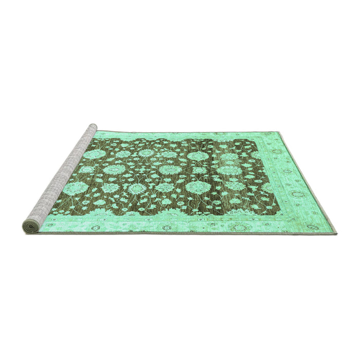 Sideview of Machine Washable Oriental Turquoise Traditional Area Rugs, wshabs3349turq
