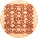 Round Oriental Orange Traditional Rug, abs3349org