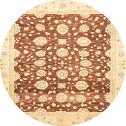 Round Machine Washable Abstract Sun Yellow Rug, wshabs3349