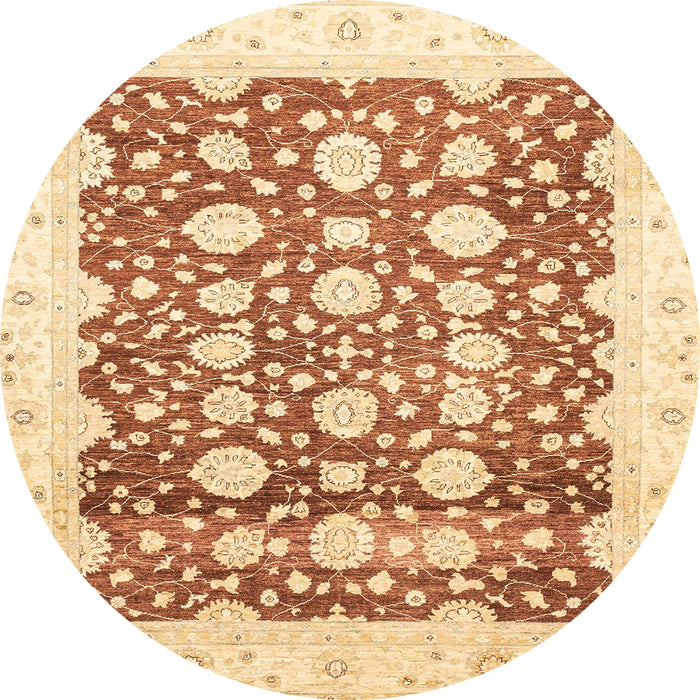 Round Machine Washable Abstract Sun Yellow Rug, wshabs3349