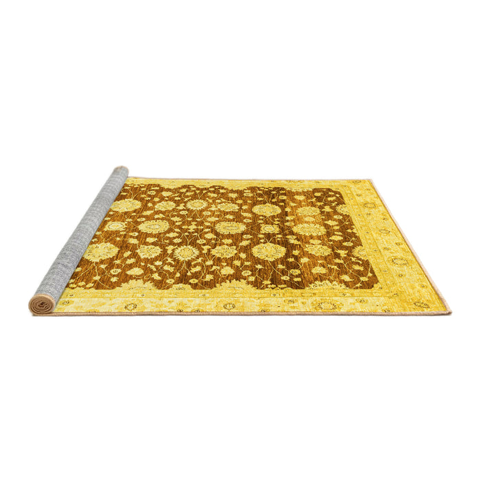 Sideview of Machine Washable Oriental Yellow Traditional Rug, wshabs3349yw