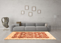 Machine Washable Oriental Orange Traditional Rug, wshabs3349org