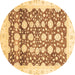 Round Machine Washable Oriental Brown Traditional Rug, wshabs3349brn