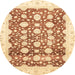 Round Abstract Sun Yellow Oriental Rug, abs3349