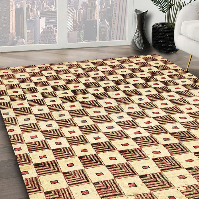 Machine Washable Abstract Sun Yellow Rug in a Family Room, wshabs334
