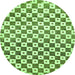 Round Machine Washable Checkered Green Modern Area Rugs, wshabs334grn