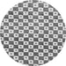 Round Machine Washable Checkered Gray Modern Rug, wshabs334gry