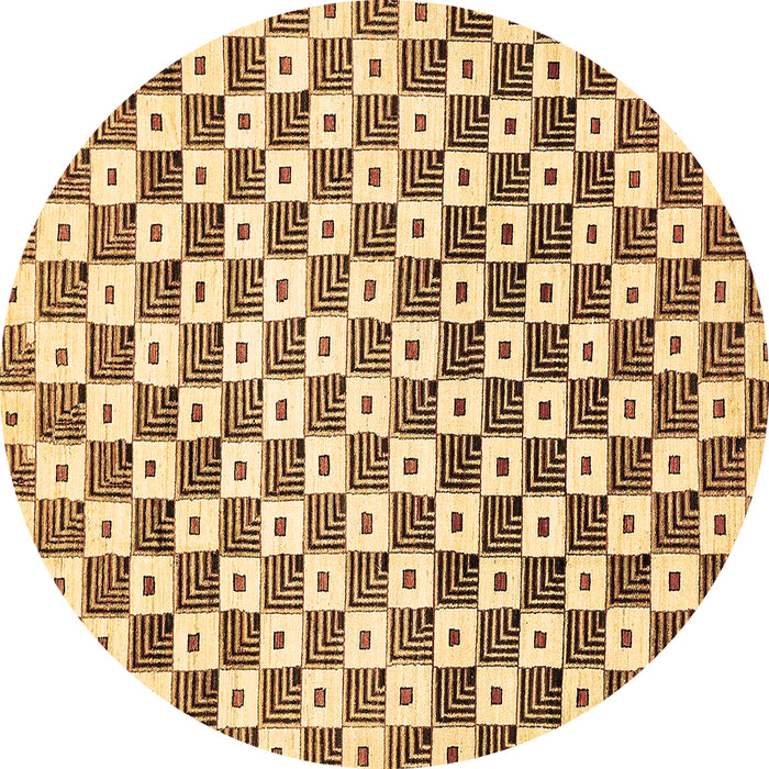 Round Machine Washable Checkered Brown Modern Rug, wshabs334brn