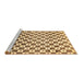 Sideview of Machine Washable Checkered Brown Modern Rug, wshabs334brn