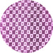 Round Machine Washable Checkered Purple Modern Area Rugs, wshabs334pur