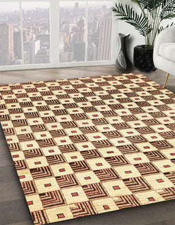 Abstract Sun Yellow Checkered Rug in Family Room, abs334