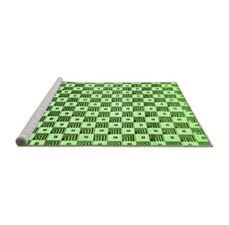 Sideview of Machine Washable Checkered Green Modern Area Rugs, wshabs334grn