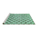 Sideview of Machine Washable Checkered Turquoise Modern Area Rugs, wshabs334turq