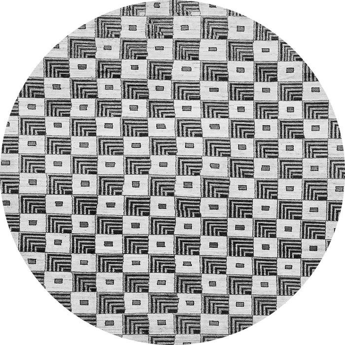 Round Checkered Gray Modern Rug, abs334gry