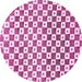 Round Machine Washable Checkered Pink Modern Rug, wshabs334pnk