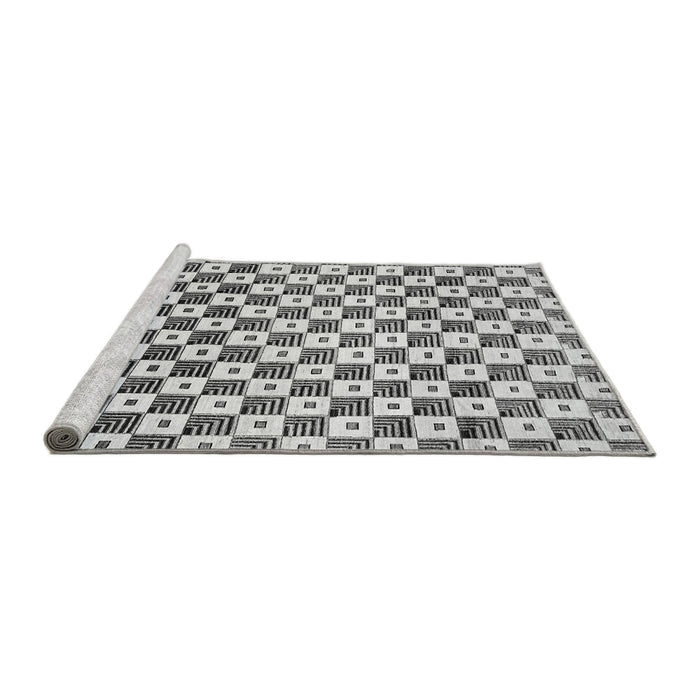 Sideview of Machine Washable Checkered Gray Modern Rug, wshabs334gry