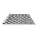 Sideview of Machine Washable Checkered Gray Modern Rug, wshabs334gry