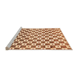 Sideview of Machine Washable Checkered Orange Modern Area Rugs, wshabs334org