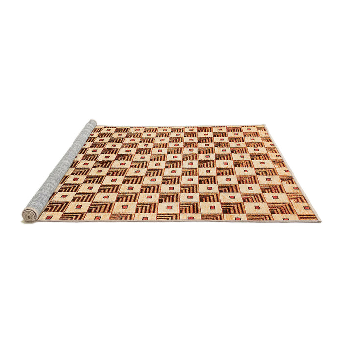 Sideview of Machine Washable Checkered Orange Modern Area Rugs, wshabs334org