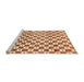 Sideview of Machine Washable Checkered Orange Modern Area Rugs, wshabs334org