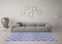 Machine Washable Checkered Blue Modern Rug, wshabs334blu