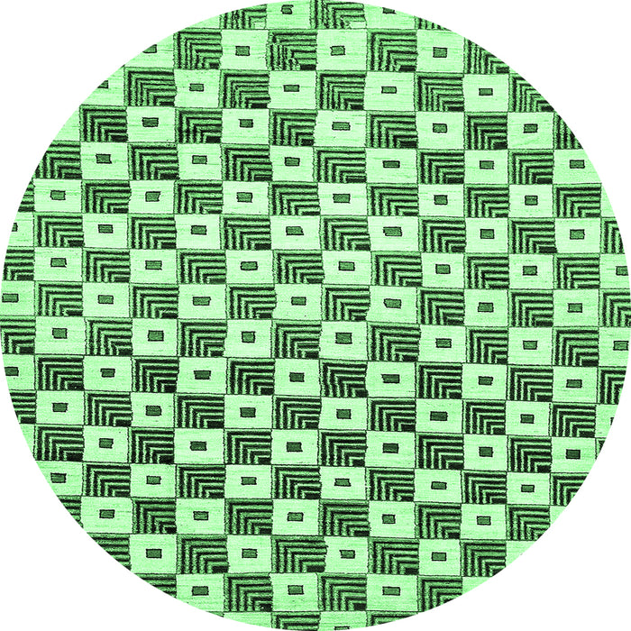 Round Checkered Emerald Green Modern Rug, abs334emgrn