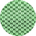 Round Checkered Emerald Green Modern Rug, abs334emgrn