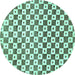 Round Checkered Turquoise Modern Rug, abs334turq