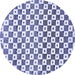 Round Checkered Blue Modern Rug, abs334blu