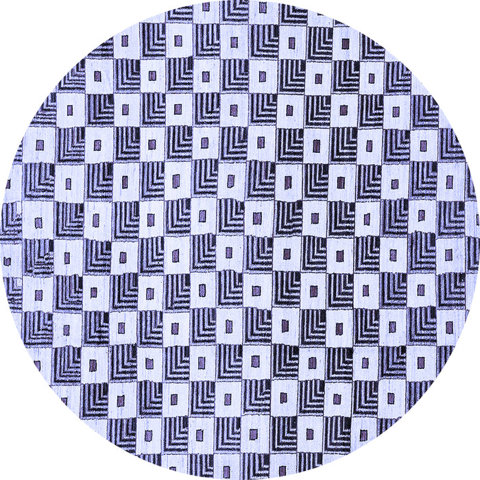 Round Machine Washable Checkered Blue Modern Rug, wshabs334blu