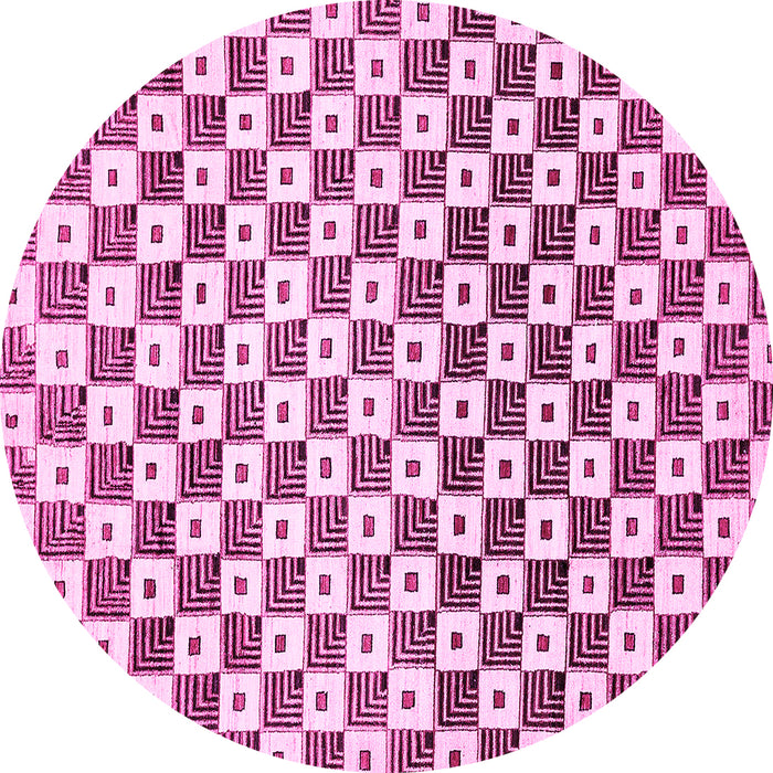 Round Checkered Pink Modern Rug, abs334pnk