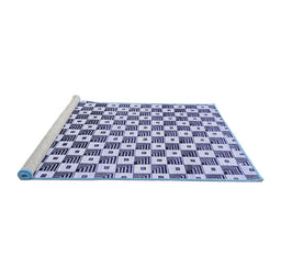 Sideview of Machine Washable Checkered Blue Modern Rug, wshabs334blu