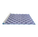 Sideview of Machine Washable Checkered Blue Modern Rug, wshabs334blu