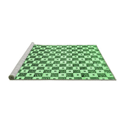 Sideview of Machine Washable Checkered Emerald Green Modern Area Rugs, wshabs334emgrn