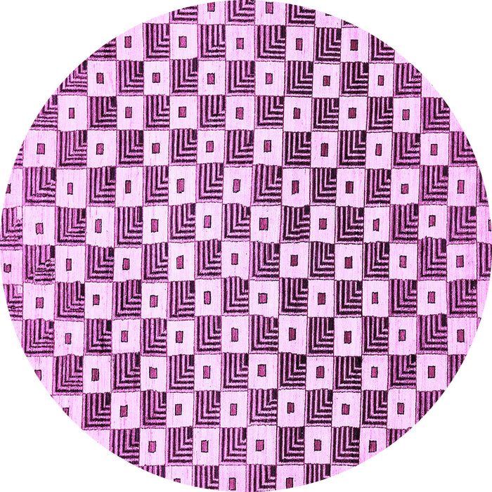 Round Checkered Purple Modern Rug, abs334pur