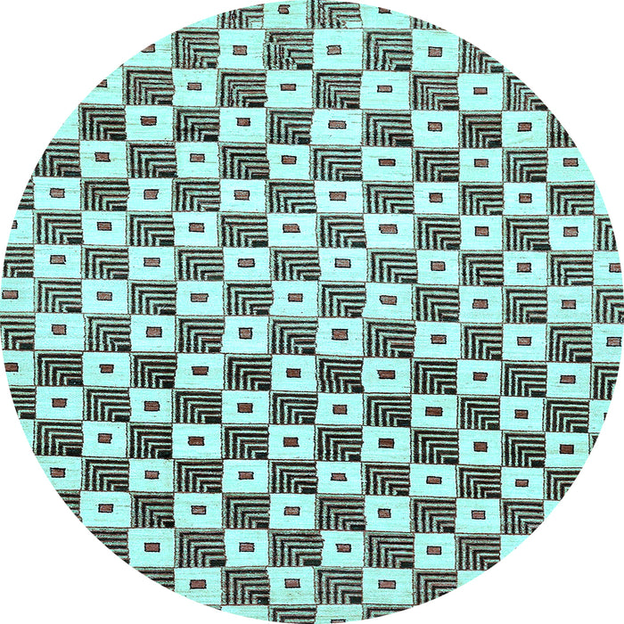 Round Checkered Light Blue Modern Rug, abs334lblu