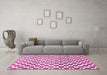 Machine Washable Checkered Pink Modern Rug in a Living Room, wshabs334pnk