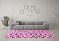 Machine Washable Checkered Pink Modern Rug, wshabs334pnk