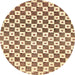 Round Abstract Sun Yellow Checkered Rug, abs334