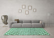 Machine Washable Checkered Turquoise Modern Area Rugs in a Living Room,, wshabs334turq