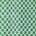 Square Machine Washable Checkered Turquoise Modern Area Rugs, wshabs334turq
