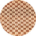 Round Machine Washable Checkered Orange Modern Area Rugs, wshabs334org