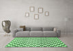 Machine Washable Checkered Emerald Green Modern Area Rugs in a Living Room,, wshabs334emgrn