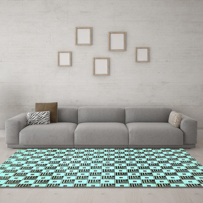 Machine Washable Checkered Light Blue Modern Rug in a Living Room, wshabs334lblu