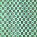 Square Checkered Turquoise Modern Rug, abs334turq