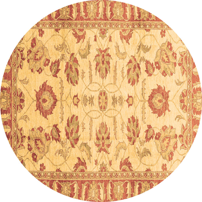 Round Machine Washable Oriental Brown Traditional Rug, wshabs3350brn