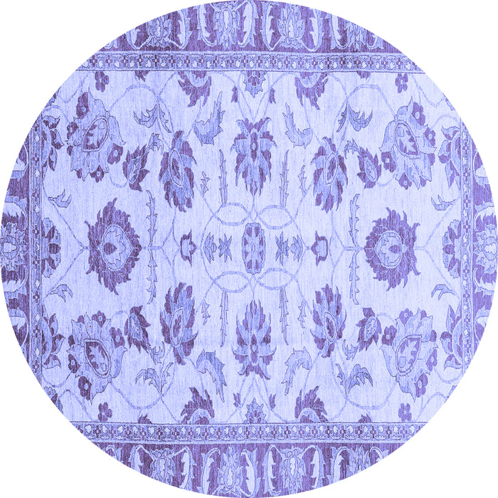 Round Machine Washable Oriental Blue Traditional Rug, wshabs3350blu