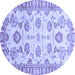 Round Machine Washable Oriental Blue Traditional Rug, wshabs3350blu